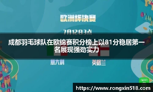 成都羽毛球队在欧锦赛积分榜上以81分稳居第一名展现强劲实力